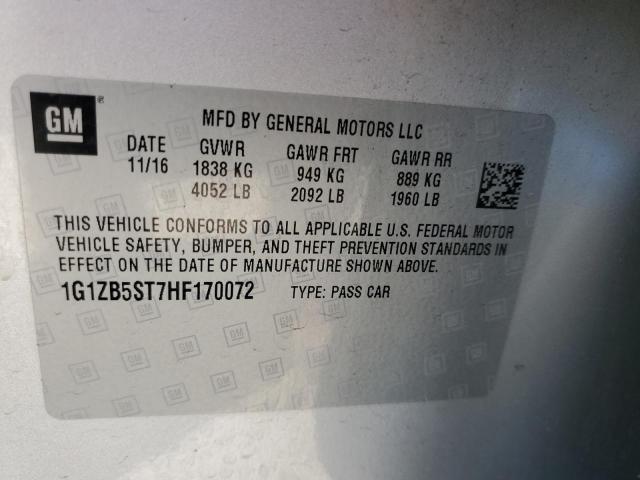Photo 10 from auction – 2017 CHEVROLET MALIBU LS with VIN 1G1ZB5ST7HF170072