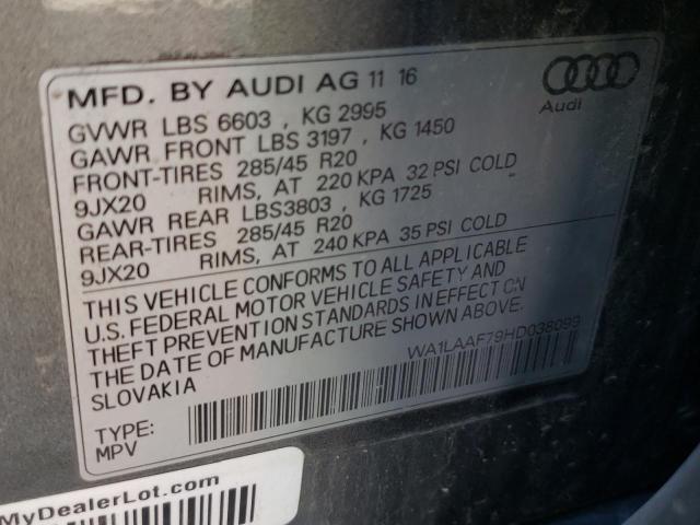 Photo 10 from auction – 2017 AUDI Q7 PREMIUM with VIN WA1LAAF79HD038099