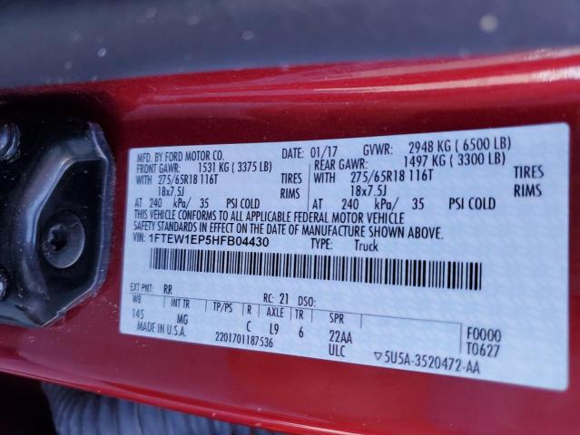 Photo 10 from auction – 2017 FORD F150 SUPER with VIN 1FTEW1EP5HFB04430