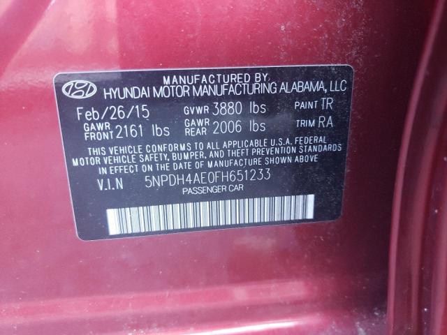 Photo 10 from auction – 2015 HYUNDAI ELANTRA SE with VIN 5NPDH4AE0FH651233