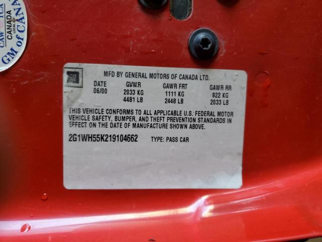 Photo 10 from auction – 2001 CHEVROLET IMPALA LS with VIN 2G1WH55K219104662