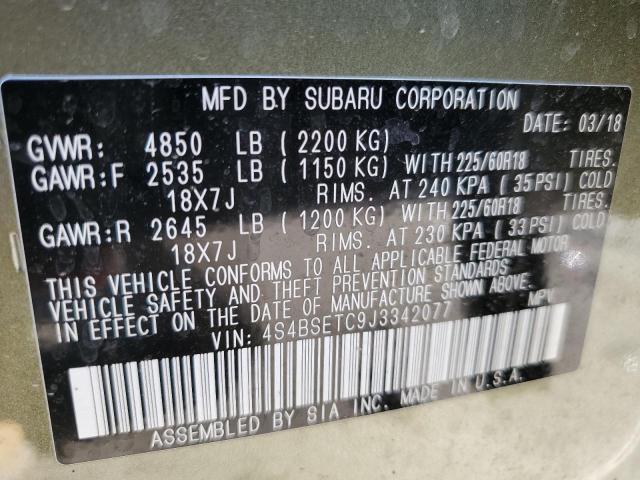 Photo 10 from auction – 2018 SUBARU OUTBACK TO with VIN 4S4BSETC9J3342077