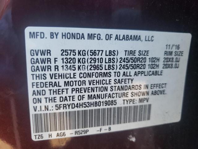 Photo 10 from auction – 2017 ACURA MDX TECHNO with VIN 5FRYD4H53HB019085