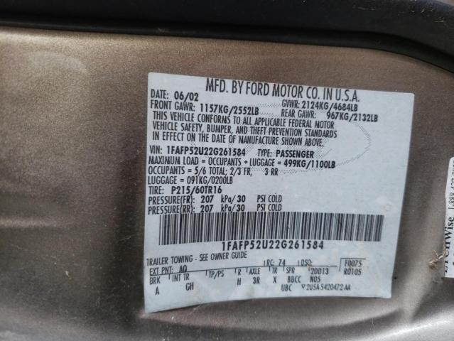 Photo 10 from auction – 2002 FORD TAURUS LX with VIN 1FAFP52U22G261584