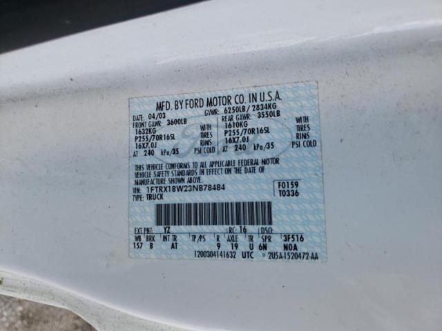 Photo 10 from auction – 2003 FORD F150 with VIN 1FTRX18W23NB78484