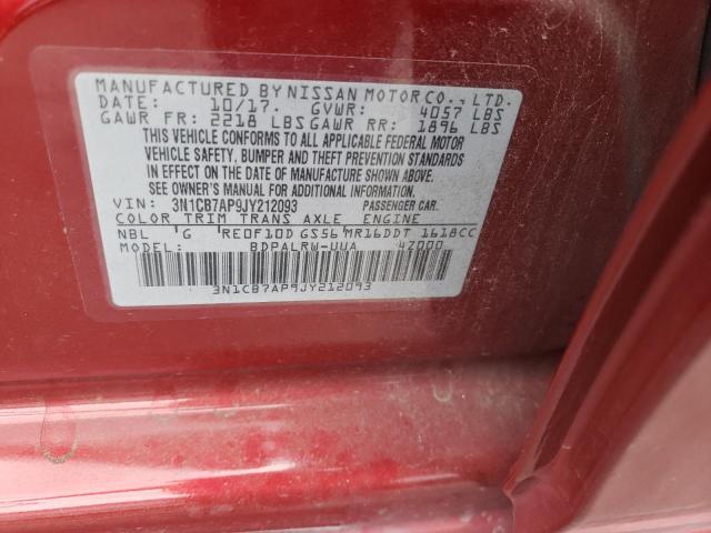 Photo 10 from auction – 2018 NISSAN SENTRA SR with VIN 3N1CB7AP9JY212093