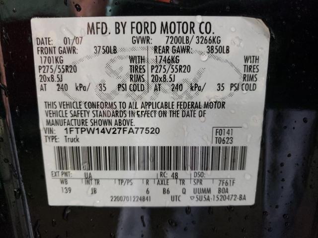 Photo 10 from auction – 2007 FORD F150 SUPER with VIN 1FTPW14V27FA77520