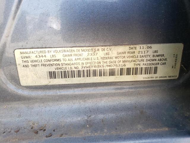 Photo 10 from auction – 2007 VOLKSWAGEN JETTA WOLF with VIN 3VWEF81K57M075316