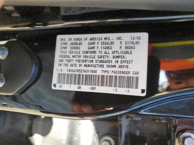 Photo 10 from auction – 2007 ACURA TL TYPE S with VIN 19UUA76527A011646