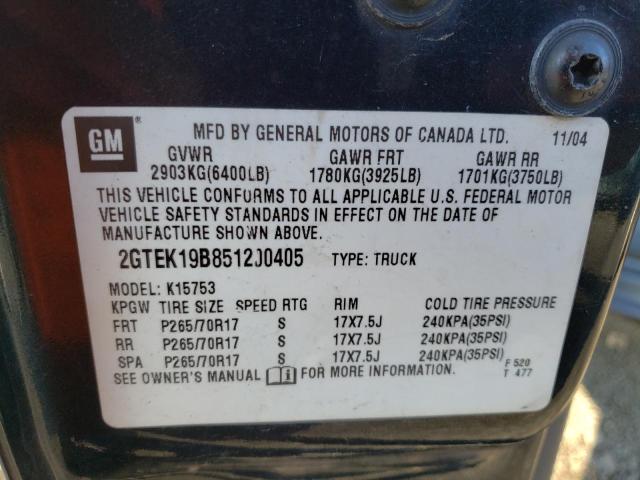 Photo 10 from auction – 2005 GMC NEW SIERRA with VIN 2GTEK19B851200405