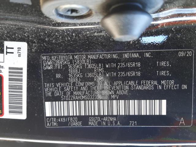 Photo 10 from auction – 2021 TOYOTA HIGHLANDER with VIN 5TDZZRAH0MS032326