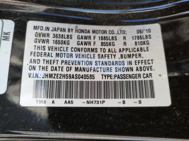 Photo 10 from auction – 2010 HONDA INSIGHT LX with VIN JHMZE2H59AS040585