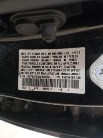 Photo 10 from auction – 2012 HONDA CIVIC LX with VIN 19XFB2F5XCE110228