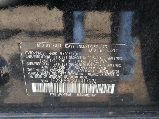 Foto 10 de la subasta – 2010 SUBARU FORESTER X con VIN JF2SH6BC8AH917624