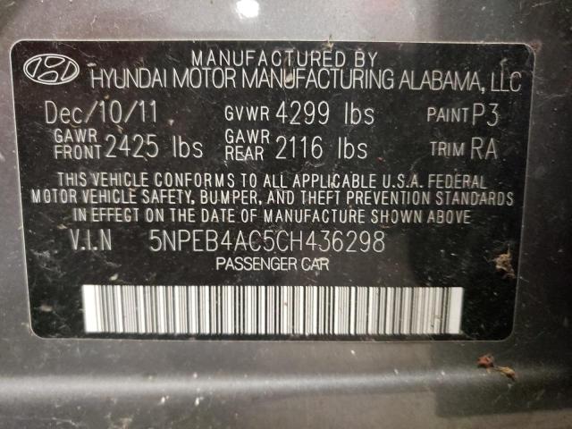 Photo 10 from auction – 2012 HYUNDAI SONATA GLS with VIN 5NPEB4AC5CH436298