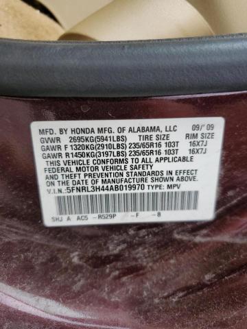 Photo 10 from auction – 2010 HONDA ODYSSEY EX with VIN 5FNRL3H44AB019970