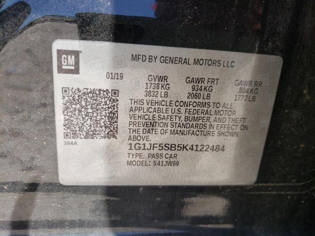 Photo 10 from auction – 2019 CHEVROLET SONIC PREM with VIN 1G1JF5SB5K4122484