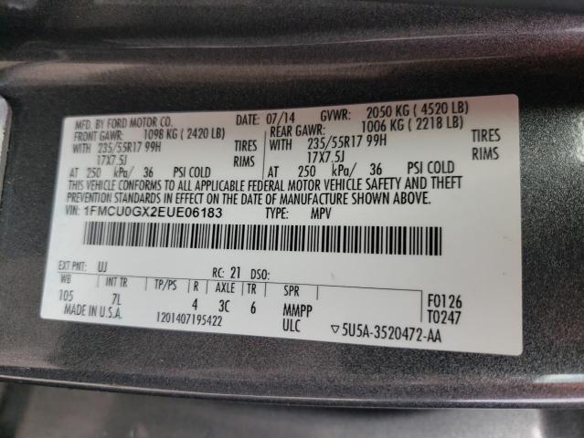 Photo 10 from auction – 2014 FORD ESCAPE SE with VIN 1FMCU0GX2EUE06183