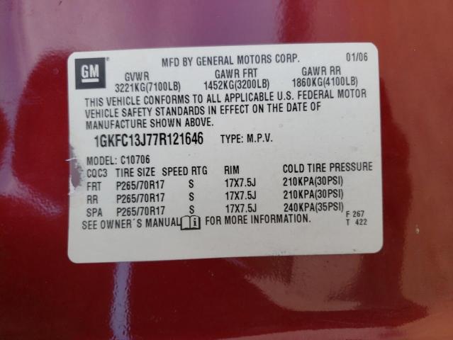 Photo 10 from auction – 2007 GMC YUKON with VIN 1GKFC13J77R121646