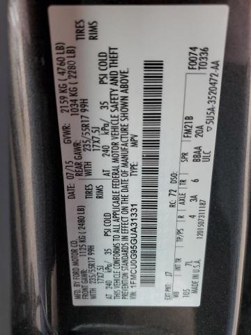 Foto 10 de la subasta – 2016 FORD ESCAPE SE con VIN 1FMCU0G95GUA31331