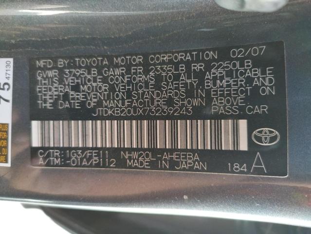 Photo 10 from auction – 2007 TOYOTA PRIUS with VIN JTDKB20UX73239243