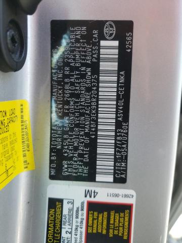 Photo 10 from auction – 2011 TOYOTA CAMRY BASE with VIN 4T4BF3EK9BR204375