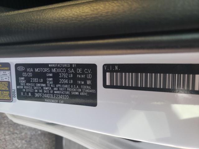 Photo 10 from auction – 2020 KIA FORTE FE with VIN 3KPF24AD3LE234920