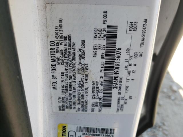 Photo 10 from auction – 2015 FORD FUSION SE with VIN 3FA6P0H90FR156076