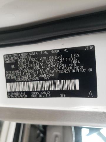 Photo 10 from auction – 2005 TOYOTA SEQUOIA LI with VIN 5TDBT48A65S237665