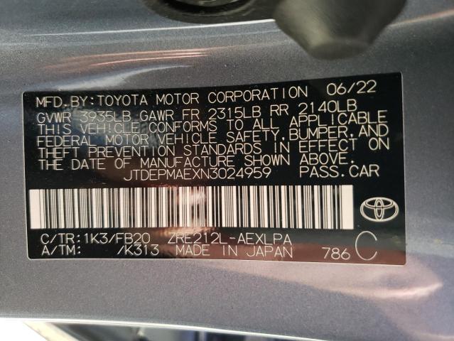 Photo 10 from auction – 2022 TOYOTA COROLLA LE with VIN JTDEPMAEXN3024959