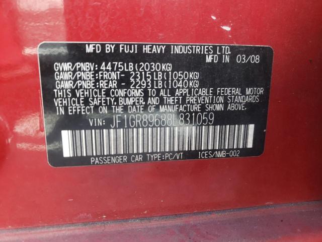 Foto 10 de la subasta – 2008 SUBARU IMPREZA WR con VIN JF1GR89688L831059