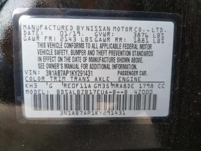 Photo 10 from auction – 2019 NISSAN SENTRA S with VIN 3N1AB7AP1KY291431