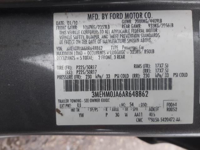 Photo 10 from auction – 2010 MERCURY MILAN PREM with VIN 3MEHM0JA6AR648862