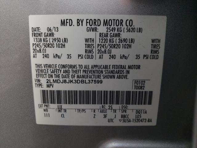 Photo 10 from auction – 2013 LINCOLN MKX with VIN 2LMDJ8JK3DBL37599