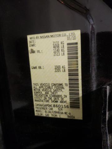Photo 10 from auction – 2010 NISSAN MAXIMA S with VIN 1N4AA5AP0AC860156