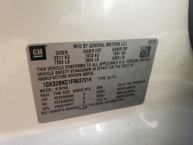 Photo 10 from auction – 2015 GMC YUKON SLT with VIN 1GKS2BKC1FR627014