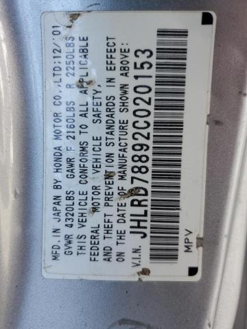 Photo 10 from auction – 2002 HONDA CR-V EX with VIN JHLRD78892C020153