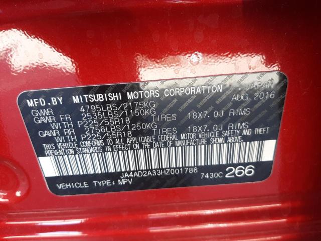 Photo 10 from auction – 2017 MITSUBISHI OUTLANDER with VIN JA4AD2A33HZ001786