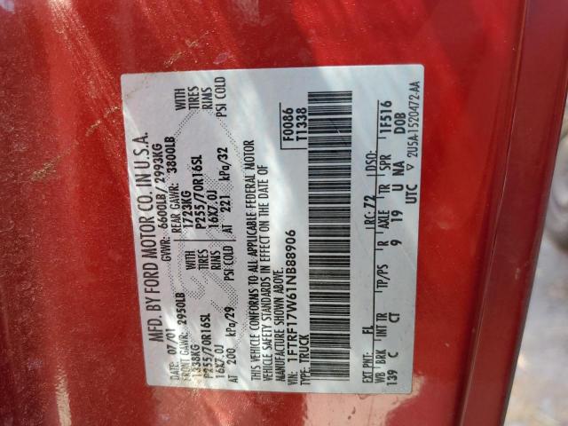 Photo 10 from auction – 2001 FORD F150 with VIN 1FTRF17W61NB70793