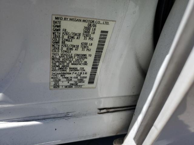 Photo 10 from auction – 2006 NISSAN ARMADA SE with VIN 5N1AA08B96N742816