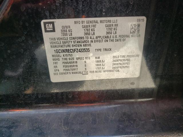 Photo 10 from auction – 2015 CHEVROLET SILVERADO with VIN 1GCVKREC5FZ422535