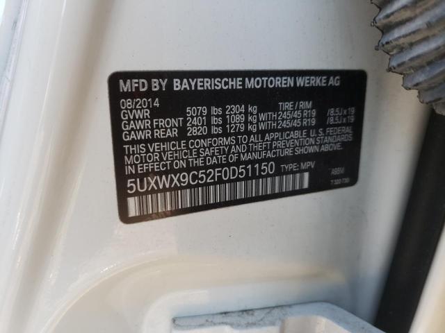 Photo 10 from auction – 2015 BMW X3 XDRIVE2 with VIN 5UXWX9C52F0D51150