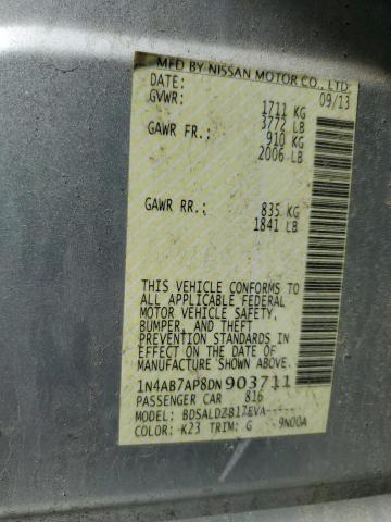 Photo 10 from auction – 2013 NISSAN SENTRA S with VIN 1N4AB7AP8DN903711