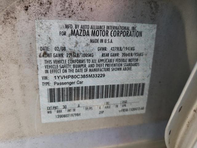 Photo 10 from auction – 2008 MAZDA 6 I with VIN 1YVHP80C385M33229