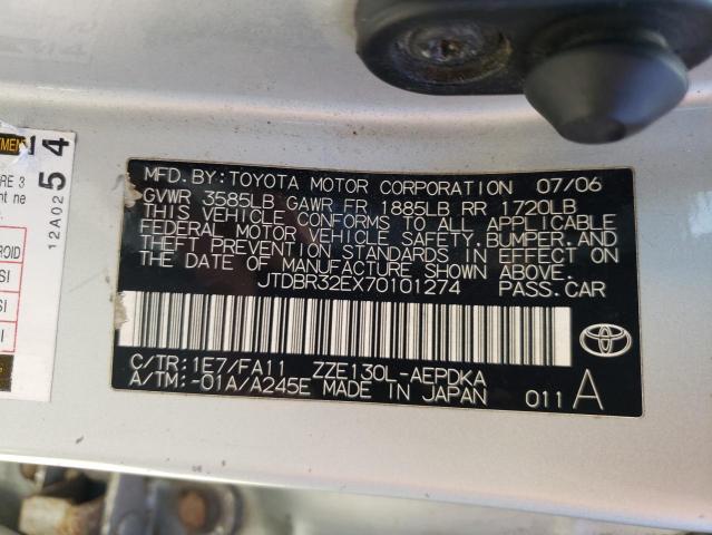 Photo 10 from auction – 2007 TOYOTA COROLLA CE with VIN JTDBR32EX70101274