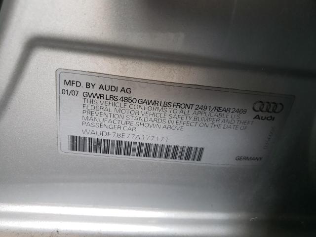 Photo 10 from auction – 2007 AUDI A4 2.0T QU with VIN WAUDF78E77A177171
