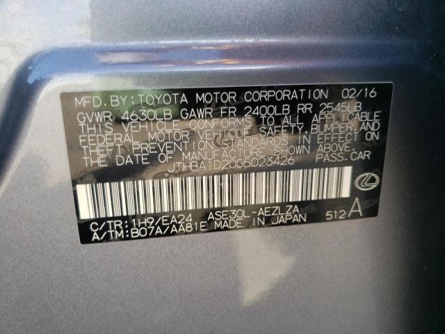 Photo 10 from auction – 2016 LEXUS IS 200T with VIN JTHBA1D20G5023426