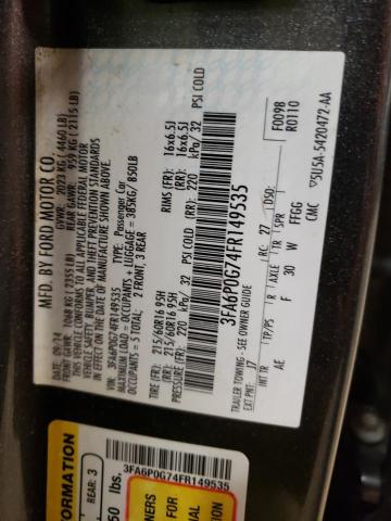 Photo 10 from auction – 2015 FORD FUSION S with VIN 3FA6P0G74FR149535
