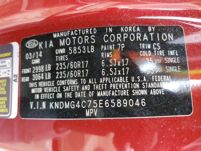 Photo 10 from auction – 2014 KIA SEDONA LX with VIN KNDMG4C75E6589046