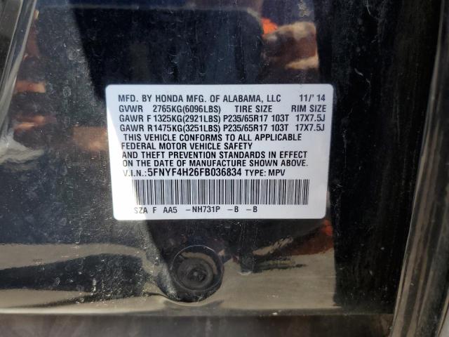 Photo 10 from auction – 2015 HONDA PILOT LX with VIN 5FNYF4H26FB036834